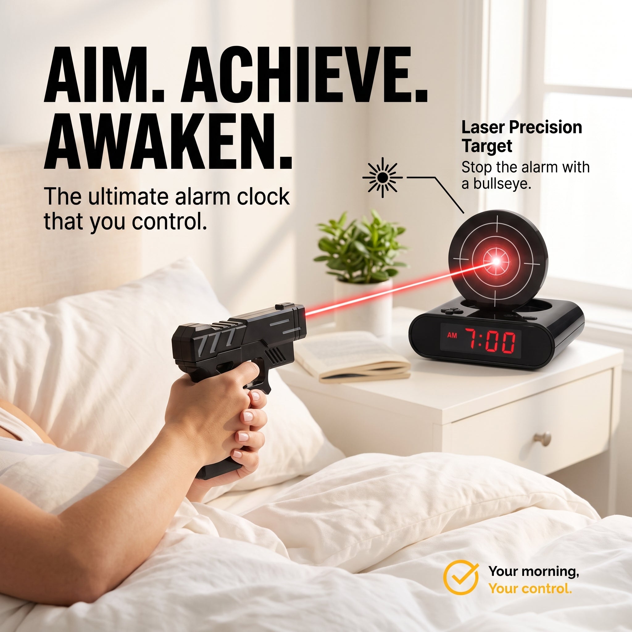 Person using the Shooting Alarm Clock